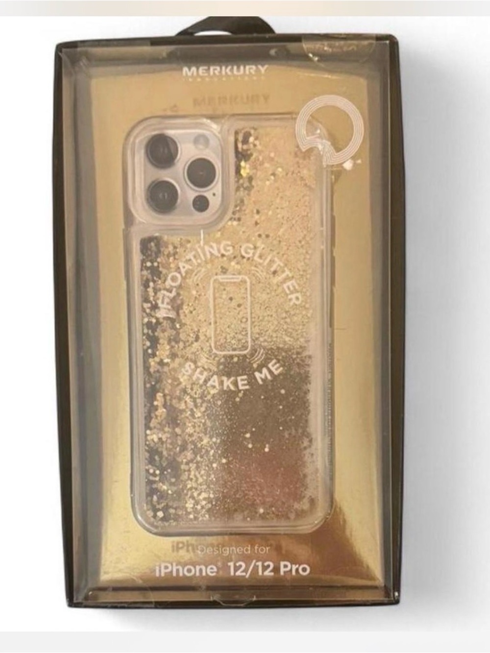 Brand New MERKURY iPhone 12 / 12 PRO Case - Gold Floating Glitter